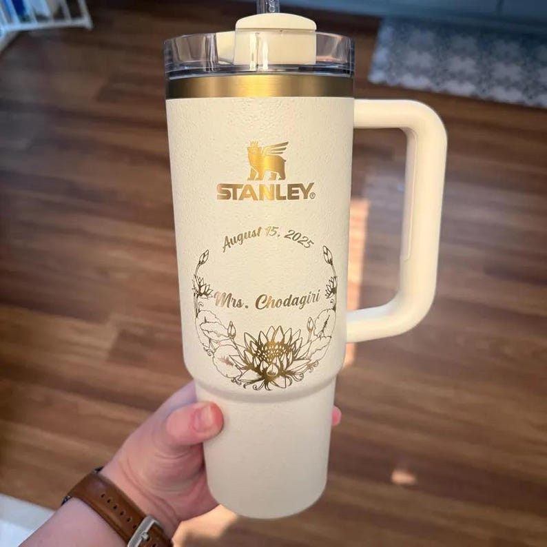 Custom Stanley 40oz Quencher Flip Straw Bottle | Stainless Steel Tumbler | Laser Engraved Travel Cup | Gift for Friend, best for Gym