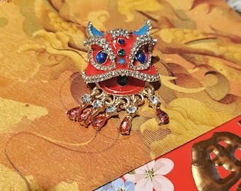 Lion Dance Head Chinese New Year Lunar New Year Lucky Brooch Brand New Gift