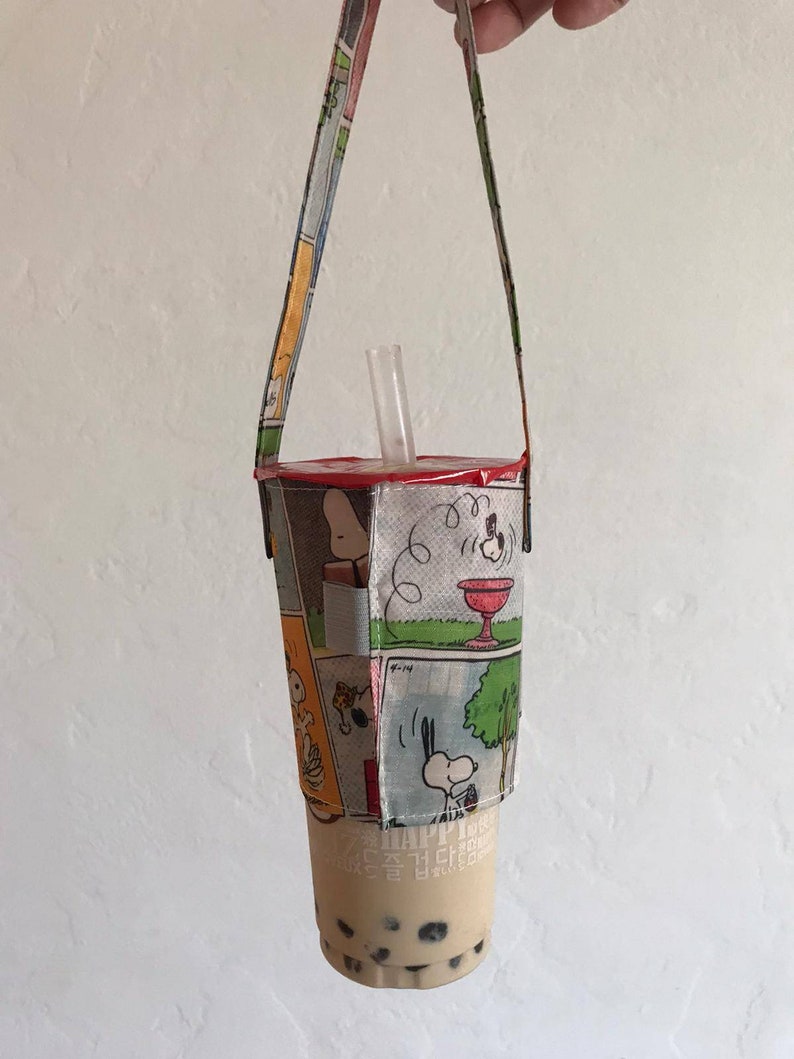 Boba carrier bag coffee holder drink carrier cute with straw holder image 1