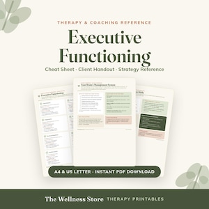 Executive Functioning Cheat Sheet, Client Handout, ADHD Skills PDF