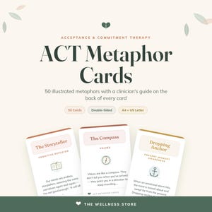Cartes de métaphore ACT, cartes-éclair de thérapie recto-verso, guide du clinicien (PDF)