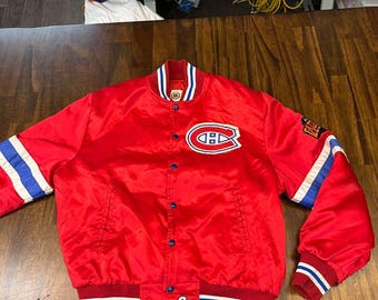 Vtg Shain of Canada NHL Montreal Canadiens Satin Jacket Embroidered Men's L