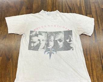 Vtg 1990 Queensryche Empire World Tour T Shirt XL Thrashed Distressed Cut 90s