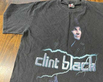Vintage Clint Black Electric Band Tour-skjorta stor jätte 90-tals countryrockmusik