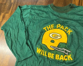 Vintage Green Bay Packers the pack will be back Jersey Green Mesh 70s/80s AsIs M