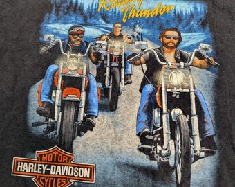Vtg 1991 3D Emblem Harley Davidson Rolling Thunder T Shirt XL