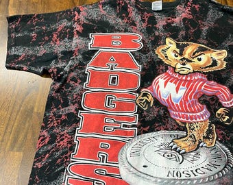 Vintage 1994 Wisconsin Badgers AopShirt XXL Fruit Of Loom USA Buck Badger Ncaa