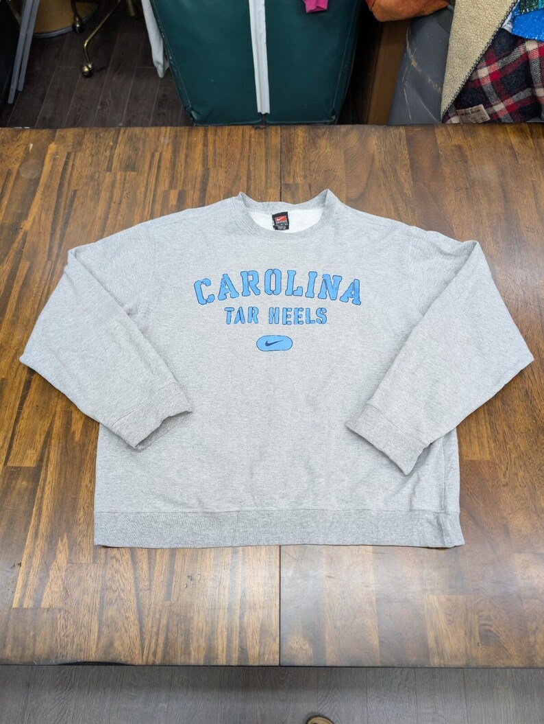 VTG 90er Jahre Nike Team UNC North Carolina Tar Heels Rundhals Sweatshirt groß grau uns Bild 2