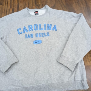 VTG 90er Jahre Nike Team UNC North Carolina Tar Heels Rundhals Sweatshirt groß grau uns Bild 1