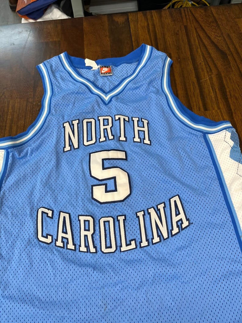 Vtg Nike USA Unc Tar Heels #5 North Carolina Basketball Jersey Herr XL Argyle bild 2