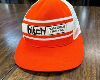 Vintage 80-tals AJD Superstripe Truckerkeps Hitch Engineering Surveying Snapback USA
