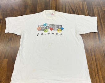Vintage 1990-tals Vänner TV-program reklam T-shirt XL Fruit of the Loom skådespelare foto 1995