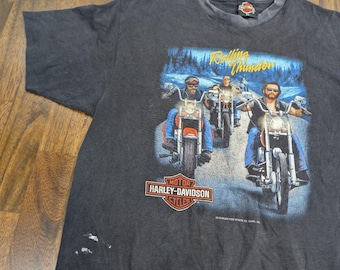 Vtg 1991 3D Emblem Harley Davidson Rolling Thunder T Shirt XL