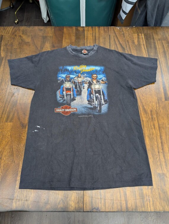 Harley-Davidson Rolling Thunder Tシャツ Vtg 1991 3D Emblem Harley Davidson Rolling Thunder T Shirt XL