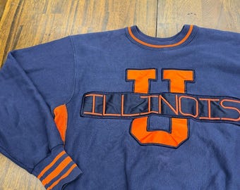 Vtg 90s Legends Athletic Illinois Fighting Illini Crewneck Sweatshirt XL USA
