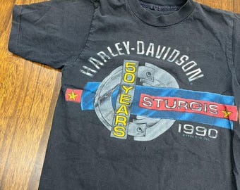 Vintage 1990 Harley Davidson Sturgis 50th Jubiläum T Shirt Single Stitch XS
