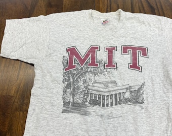 Vtg 90s MIT University T Shirt Large Fruit of the Loom Single Stitch Dome USA