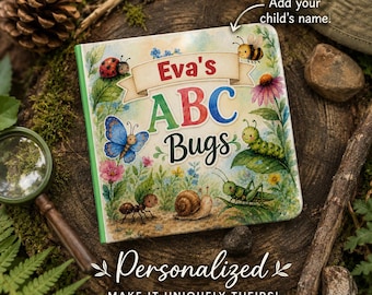 Personalized ABC Bugs Board Book | Custom Name & Photo Bug Alphabet Book | Toddler Learning Book | Unique Keepsake Gift