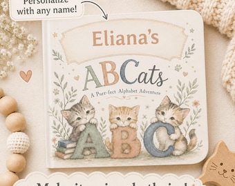 ABCats Alphabet Board Book | Personalized Cat Nursery Baby Boardbook