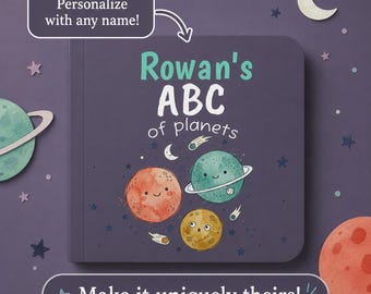 Personalized ABC of Planets Board Book | Kids Space Alphabet Book