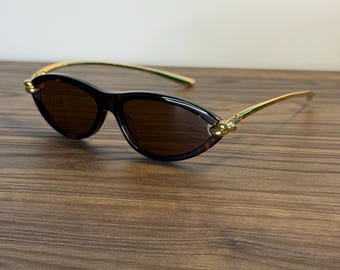 Bottega Veneta BV1390S 002 ovale cat eye-zonnebril havana goudbruine glazen