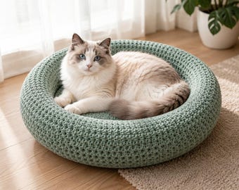 Pet Bed Crochet Pattern PDF, Donut Dog Bed Crochet Pattern, Cat Bed Crochet , DIY Pet Cushion, Round Pet Bed, Beginner friendly crochet
