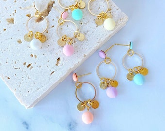 Milky Pastel Earrings - Handmade Polymer Clay Candy Color Dangle Earrings