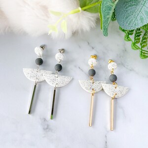 Geometric Polymer Clay Dangle Earrings: Surgical Steel Posts