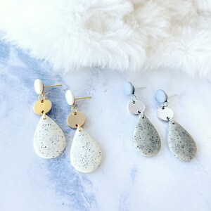 Handmade Teardrop Polymer Clay Dangle Earrings: Surgical Steel Posts