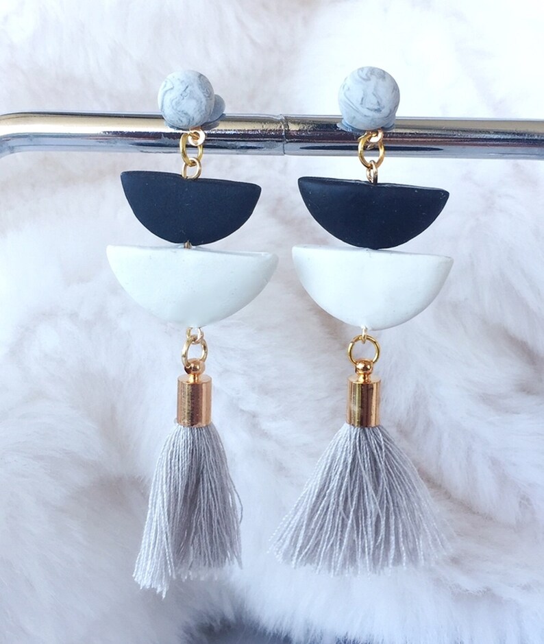 Polymer clay earrings with tassels Clearance