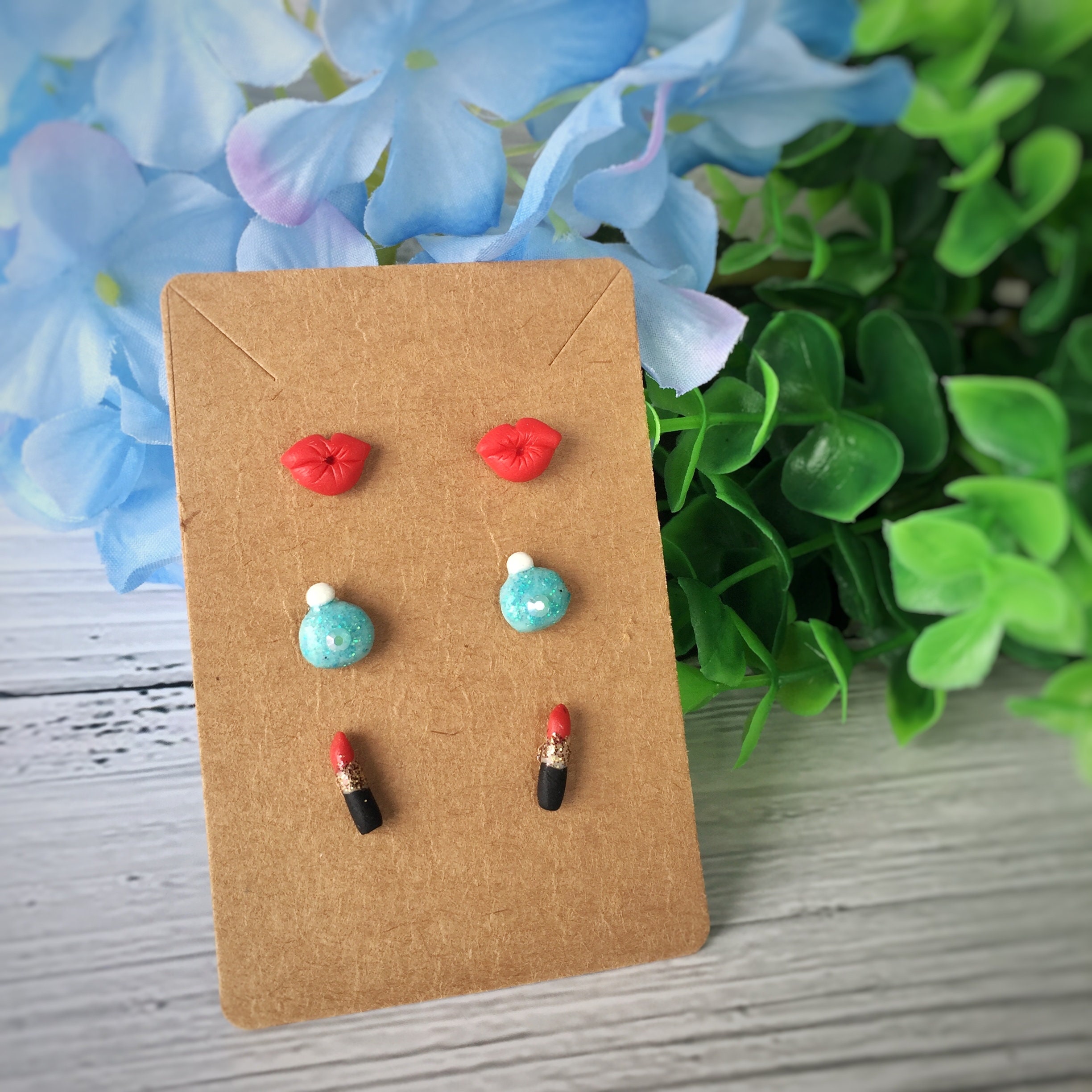 Set of 3 Studs Earrings/ Handmade Polymer Clay Earrings Set/ Etsy