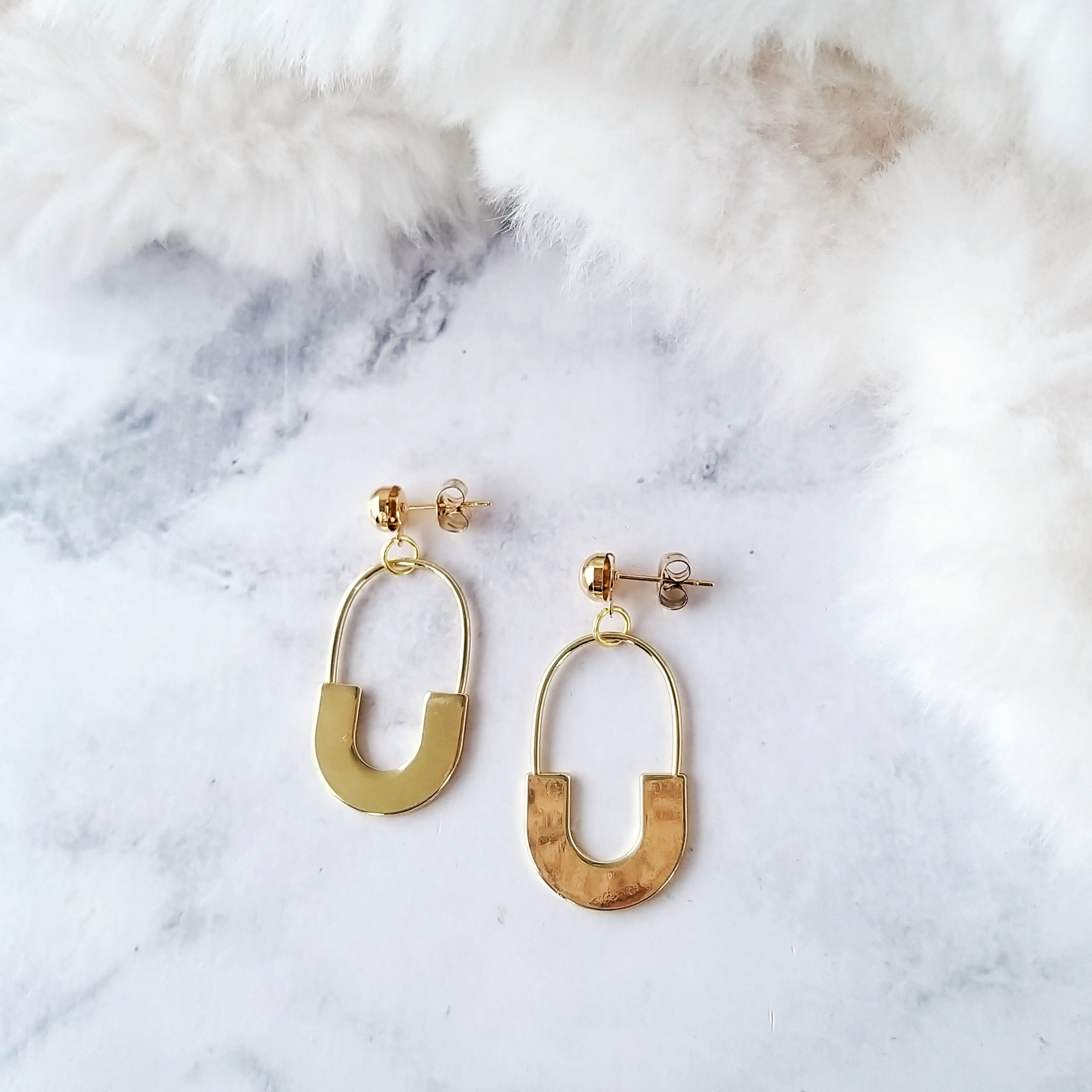 Golden Lock Charm Earrings Shinny Gold Clip Dangle Earrings | Etsy