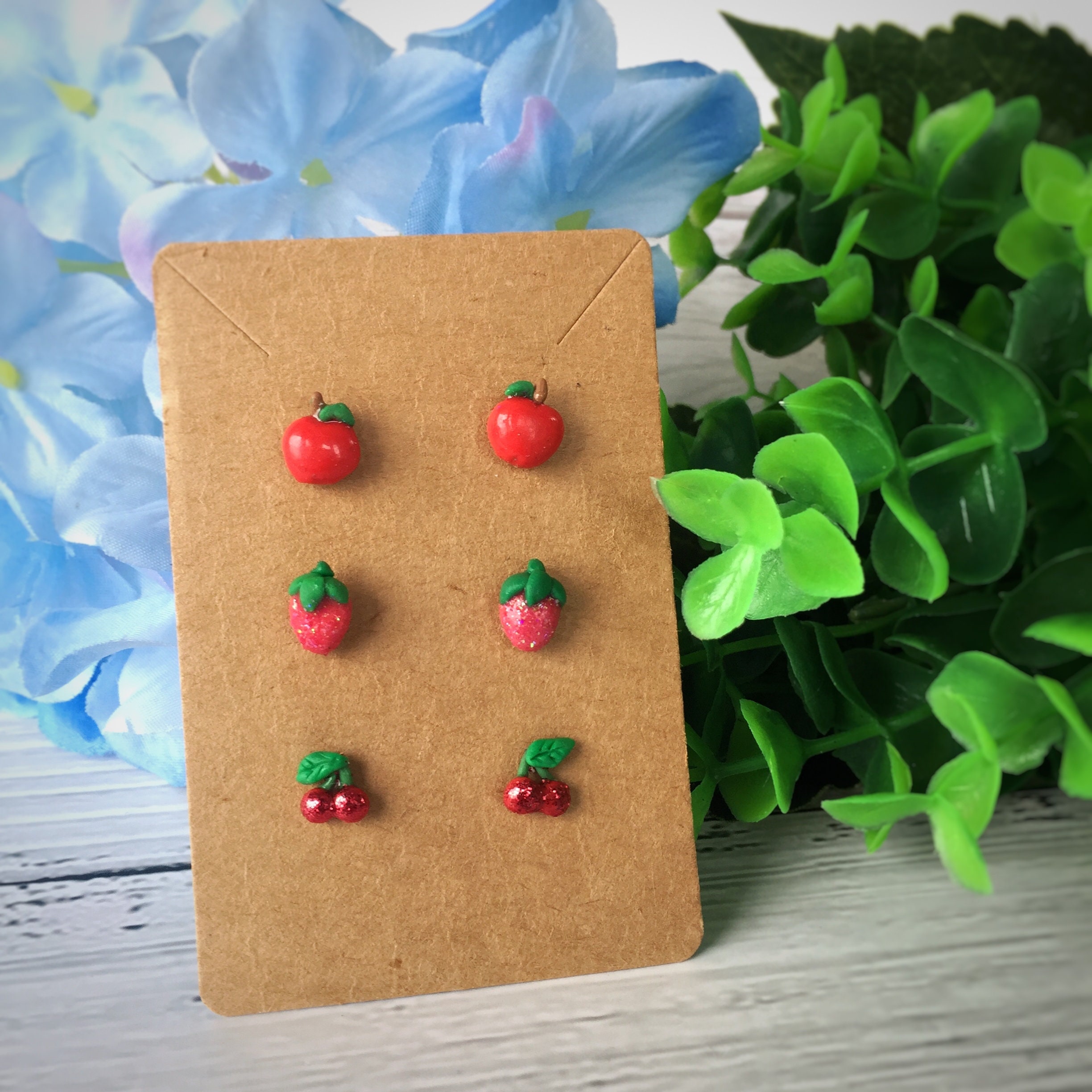 Set of 3 Studs Earrings/ Handmade Polymer Clay Earrings Set