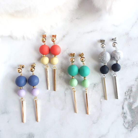 Polymer Clay Beads Stick Earrings Handmade Polymer Clay Balls