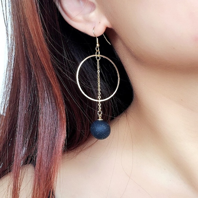 Golden Hoop Dangle Balls Earrings Handmade Polymer Clay Etsy Hong Kong