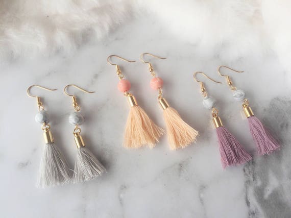 Polymer Clay Tassel Earrings Polymer Clay Beads Earrings Marble
