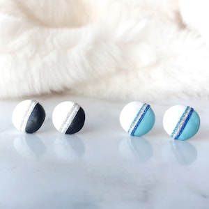 Handmade Glitter Polymer Clay Stud Earrings: Surgical Steel
