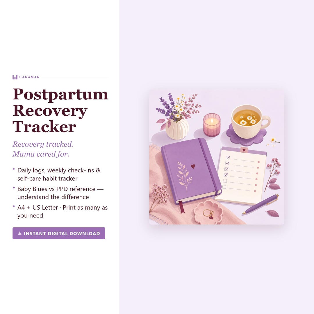 Postpartum Recovery Printable Bundle | Daily Log, Self-care Planner ...