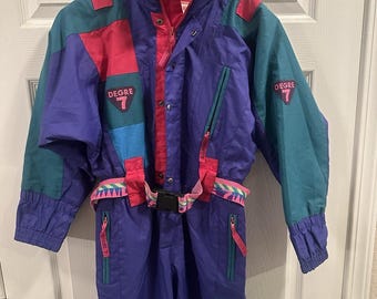Vintage Degre 7 Ski Suit One Piece Snowsuit 80s 90s Size 138 Kids Size 8/10