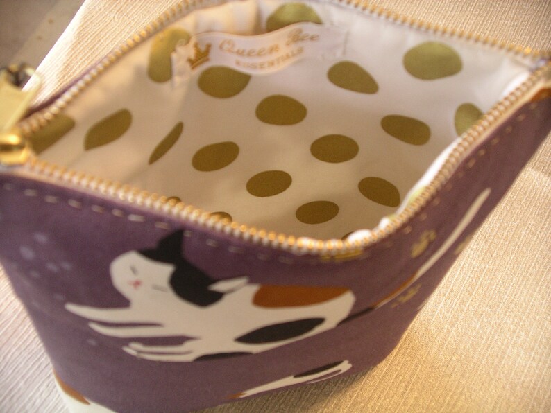 Asian Cats on Purple Make-Up Bag