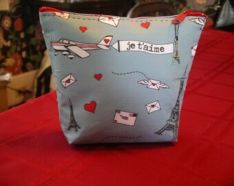 Airplane and Eiffel Tower Make-Up Bag