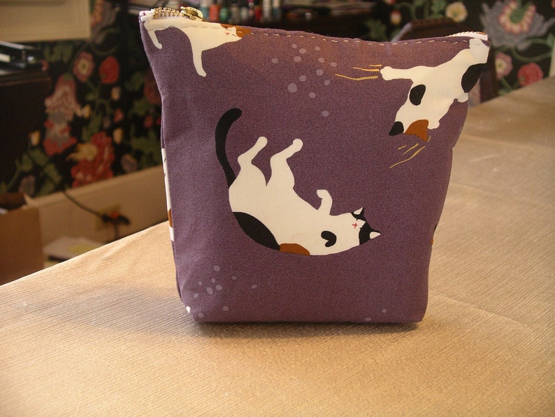 Asian Cats on Purple Make-Up Bag