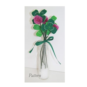 Pattern PDF for Felt Clover Bouquet Three & Four Leaf Clover and Flowers Instant Download