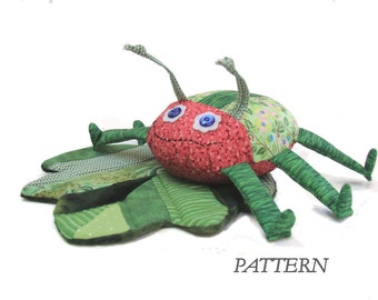 PATTERN PDF Scrap Bag Bug & Leaf Stuffed Toy