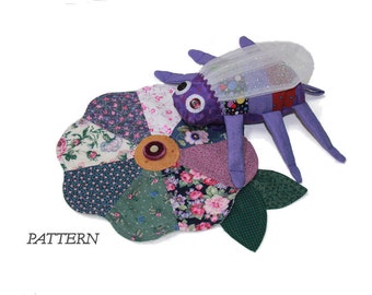 PATTERN PDF Scrap Bag Bees & Flower Stuffed Toy