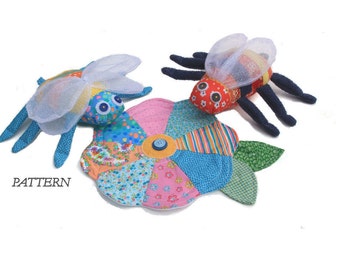 PATTERN PDF Scrap Bag Bees & Flower Stuffed Toy