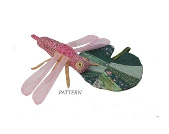 PATTERN PDF Scrap Bag Dragonfly & Lily Pad Stuffed Toy or Decoration