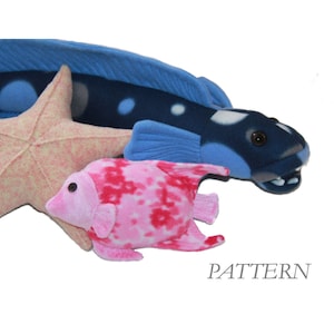 PATTERN PDF for Fishy Friends Stuffed Toy Sewing Pattern Angelfish Starfish Toothy Fish image 1