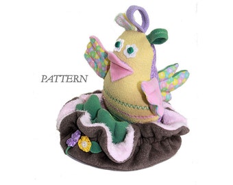 PATTERN PDF Snuggle Bird, Nest & Eggs Stuffed Toy or Decoration
