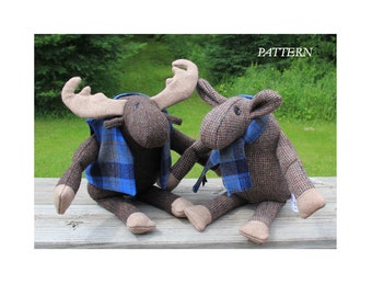 Moose PATTERN PDF, Murphy & Mabel, from woven or fleece fabrics, new or upcycled